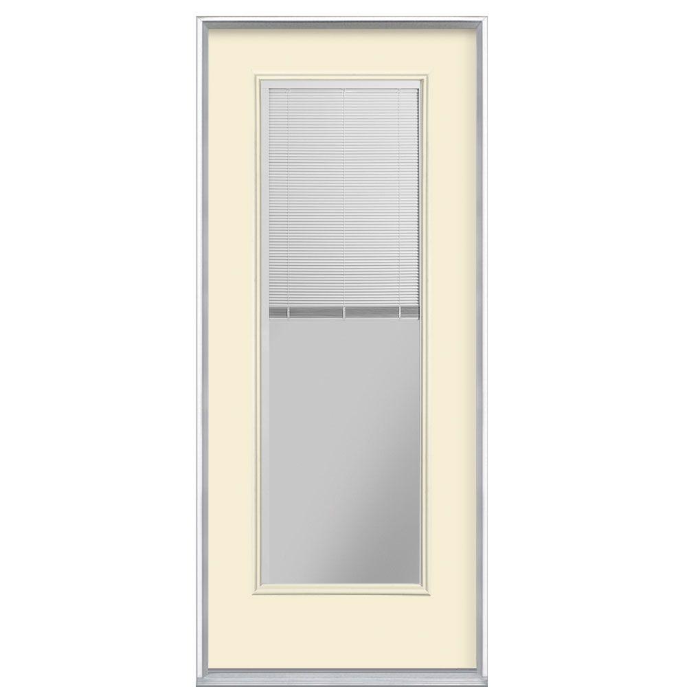 Masonite 32 In X 80 Mini Blind Right Hand Inswing Primed Steel 32 In X 80 Mini Blind Right Hand Inswing Painted Steel Prehung
