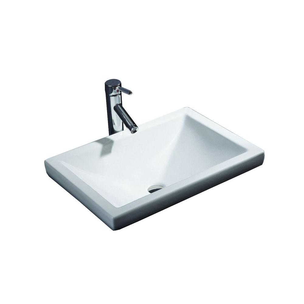 Filament Design Cantrio Semi Recessed Bathroom Sink In White