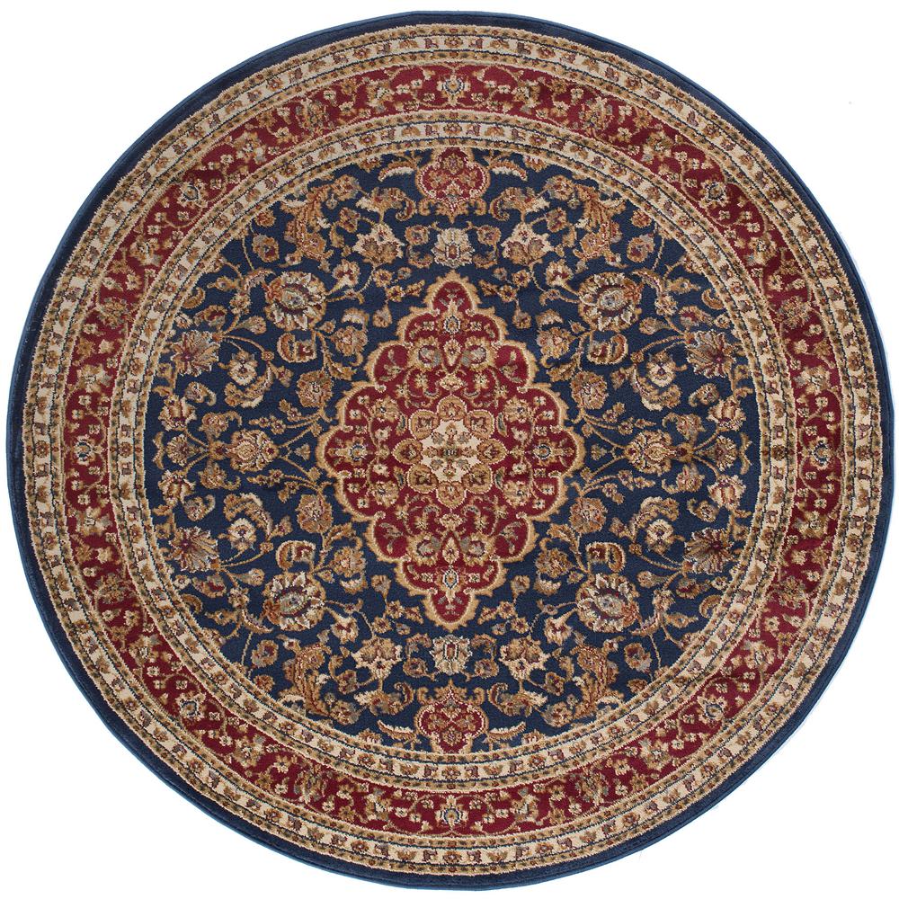 Tayse Rugs Sensation Navy Blue 5 Ft. 3 In. Round Traditional Area Rug 