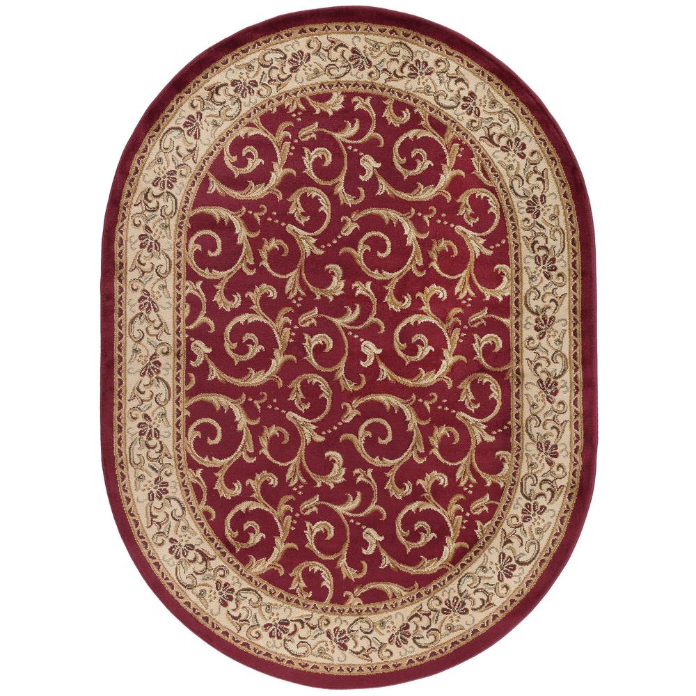 Tayse Rugs Sensation Red 5 ft. 3 in. x 7 ft. 3 in. Traditional Oval Area Rug4700 Red 5x8 Oval