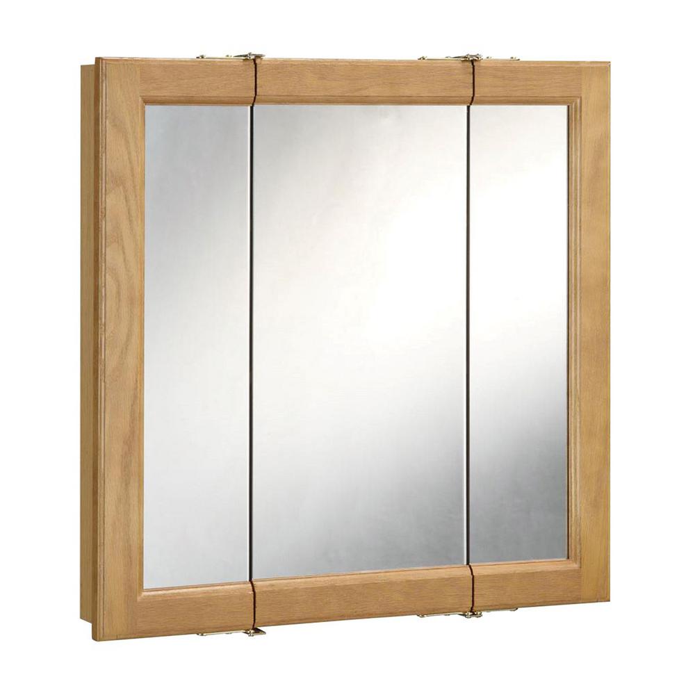 Design House 530584 Richland Tri-View Medicine Cabinet Mirror 48", Nutmeg Oak