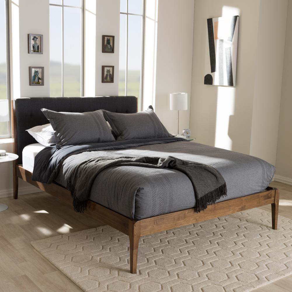 Baxton Studio Clifford Mid Century Dark Gray Fabric Upholstered King Baxton Studio Clifford Mid Century Dark Gray Fabric Upholstered King Size Bed
