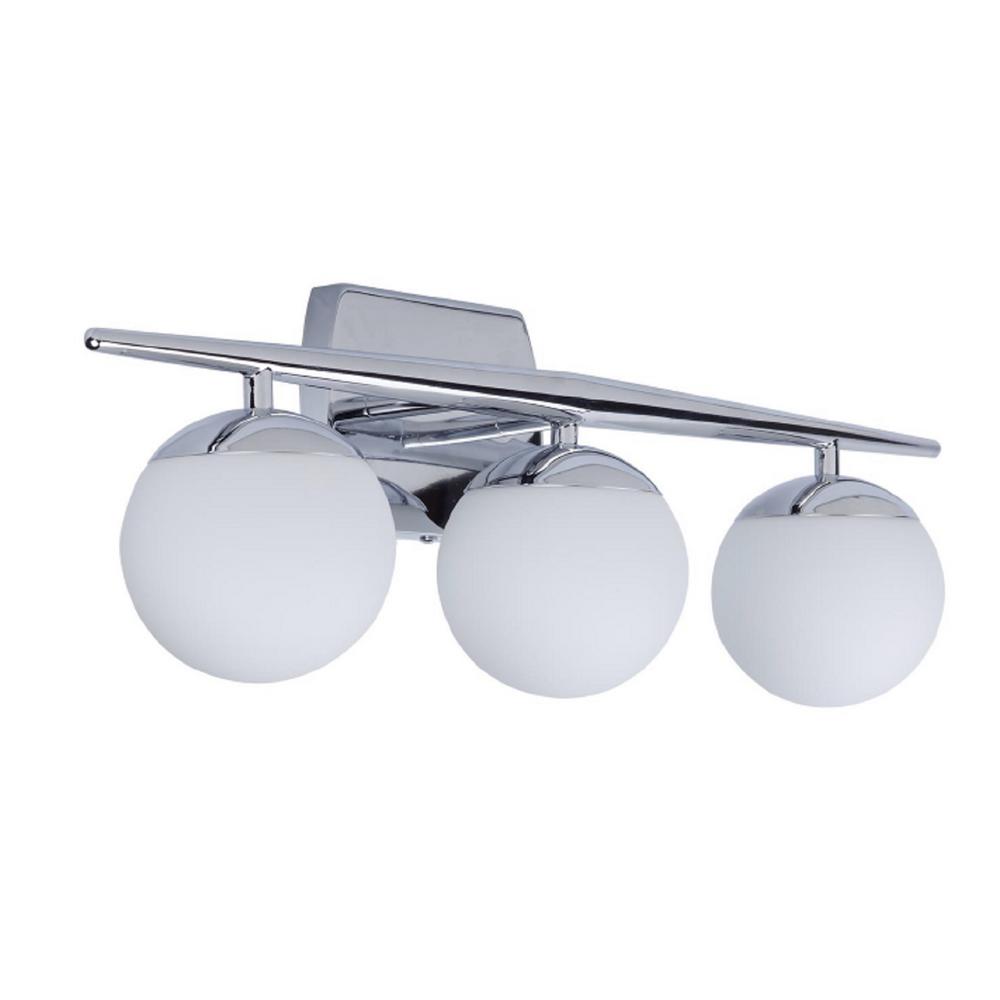 Globe Electric 24 in. 3Light Chrome Vanity Light with Frosted Glass