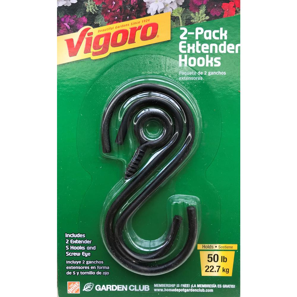 Vigoro 1.77 in. x 0.157 in. x 3.35 in. Black Metal Extender Hooks (2