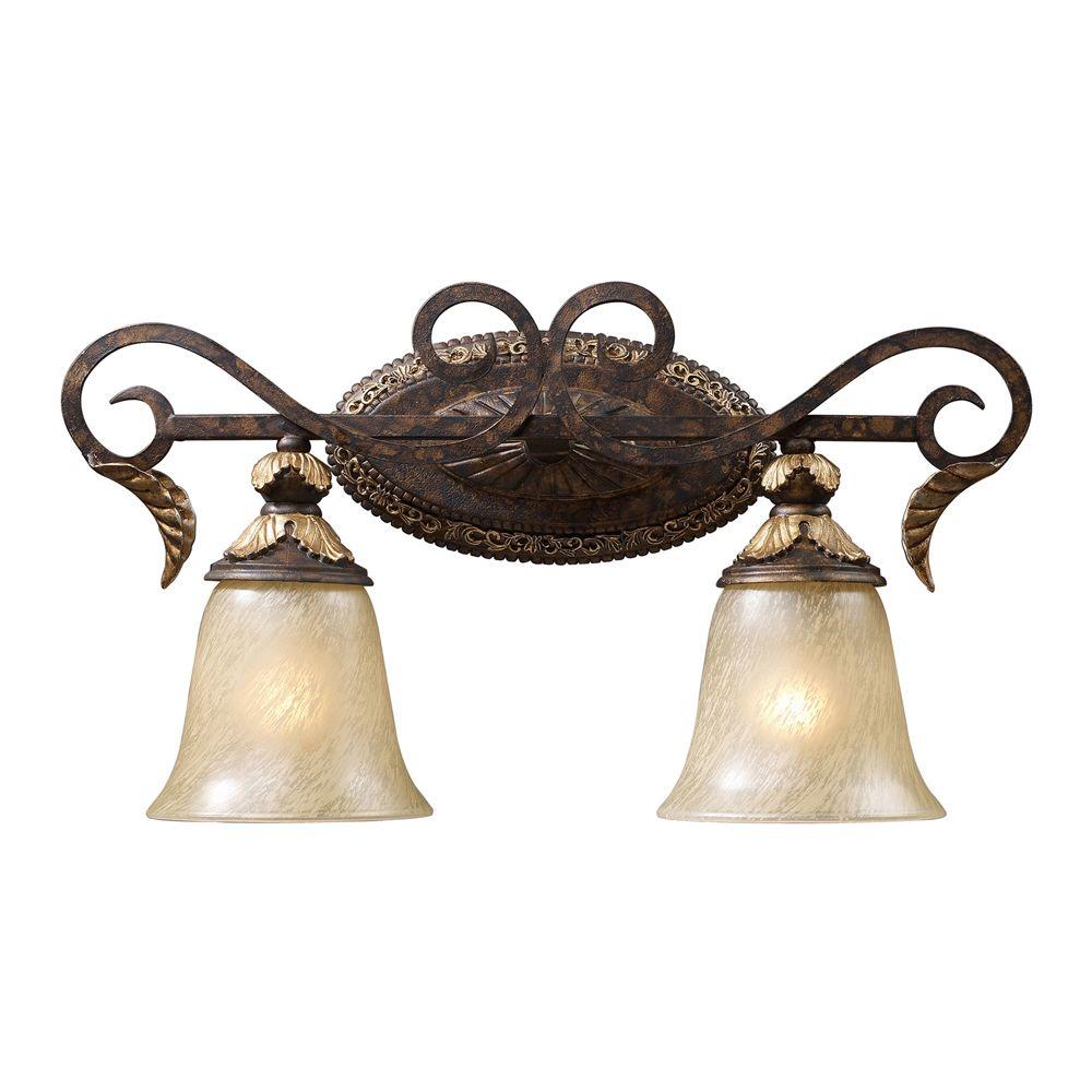 Titan Lighting Regency 2Light Burnt Bronze Wall Vanity LightTN7374