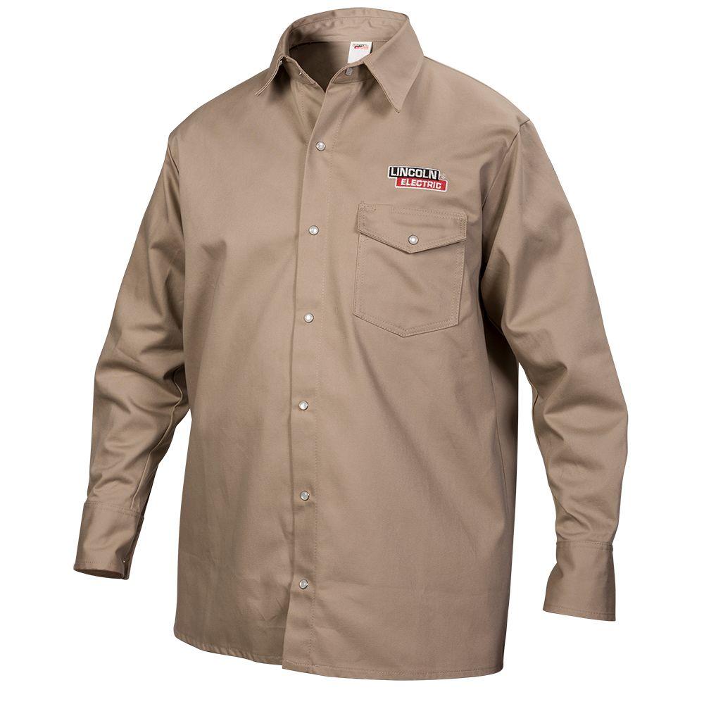 Lincoln Electric Fire Resistant Large Khaki Cloth Welding Shirt-KH841L ...