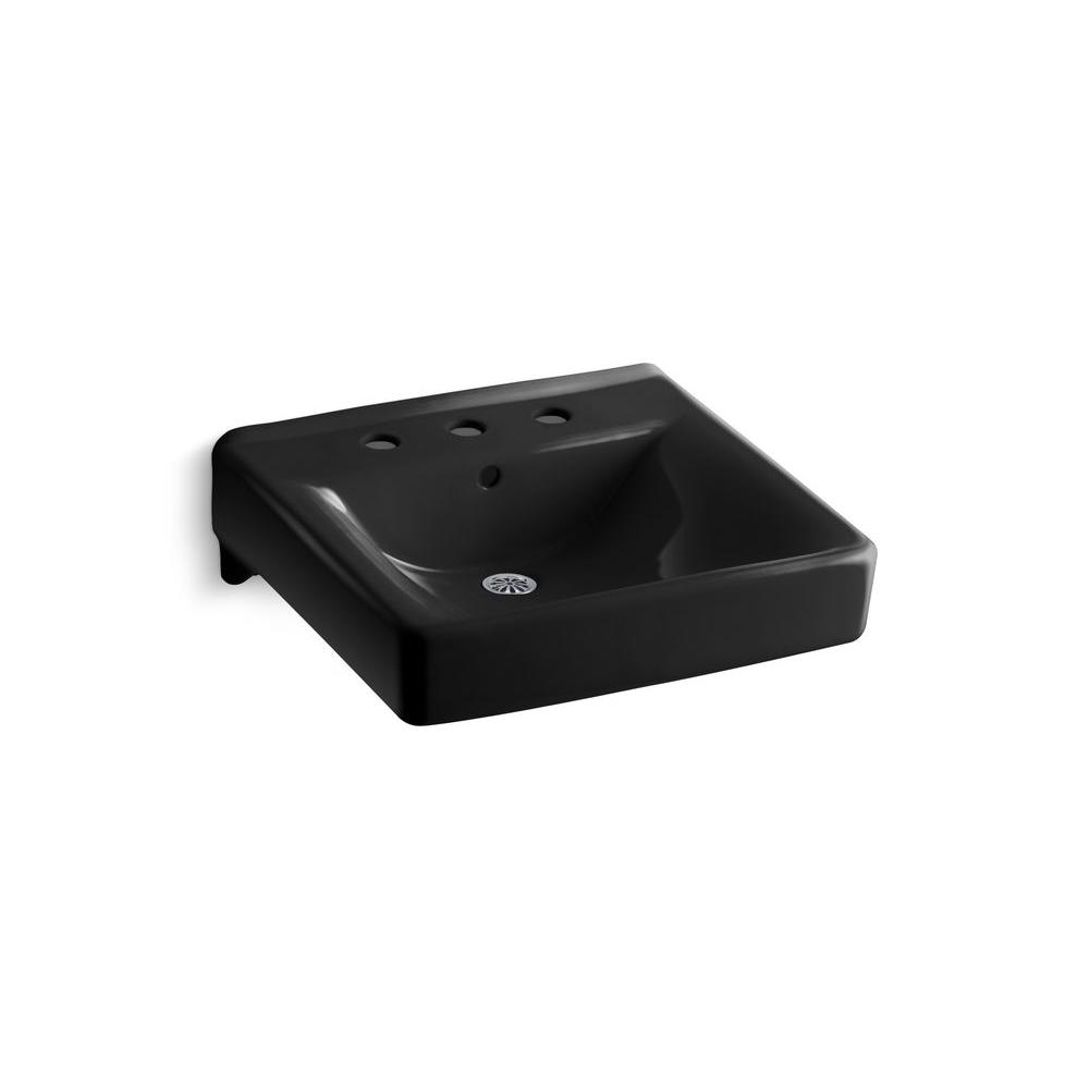 Black Wall Mount Sinks Bathroom The Home Depot Soho Wall Mount Vitreous China Bathroom Sink In Black With Overflow Drain