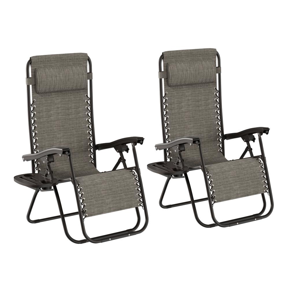 StyleWell Mix and Match Dark Taupe Folding Zero Gravity Steel Outdoor