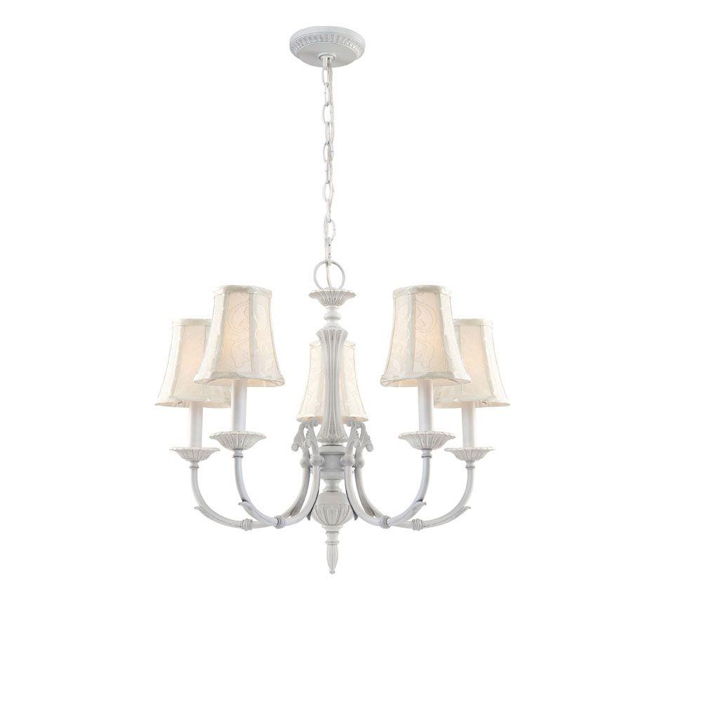 Hampton Bay Laurel Collection 5Light Weathered White Chandelier