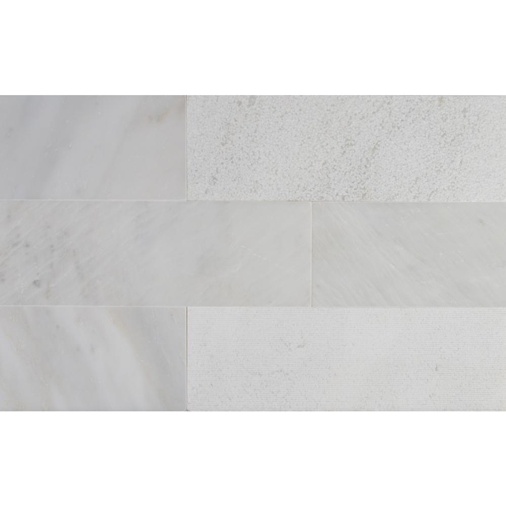 White Natural Stone Tile The Home Depot Greecian White 4 In X 12 Multi Finish Marble Floor And Wall Tile