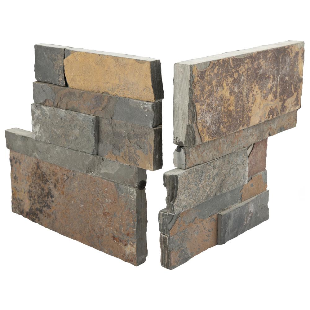 Merola Tile Ledger Panel Rusty Slate Corner 7 In X Natural Stone Wall