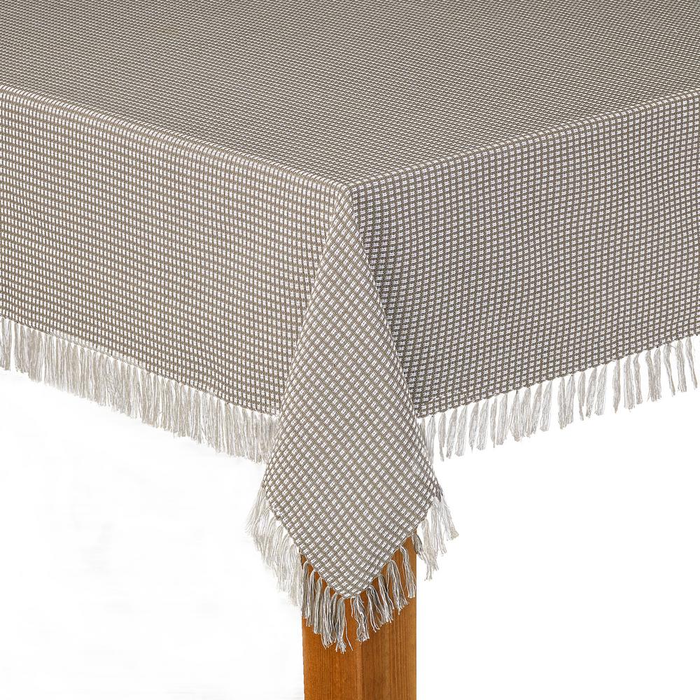 Lintex Homespun Fringed 70 in. Round Grey 100 Cotton Tablecloth405235 The Home Depot
