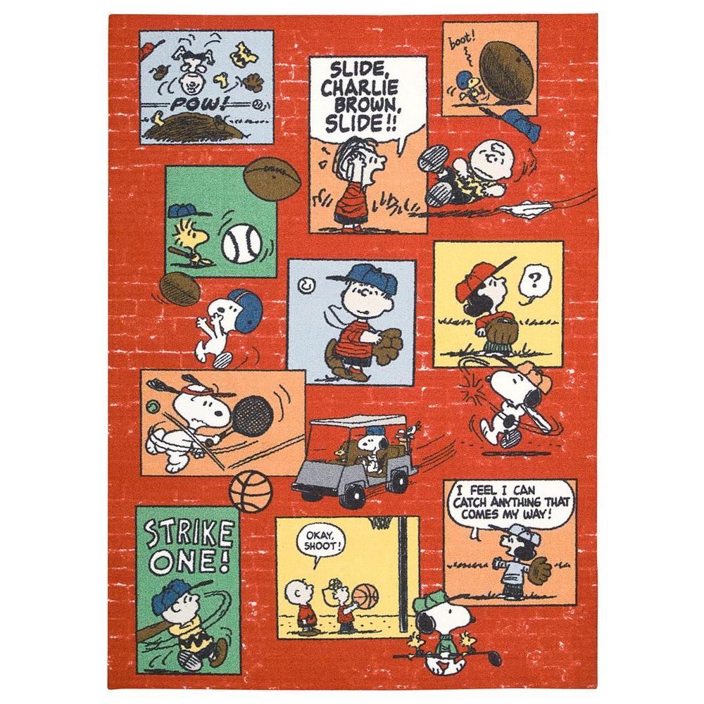 Peanuts Sports Fan Red 5 ft. x 7 ft. Area Rug260260 The Home Depot