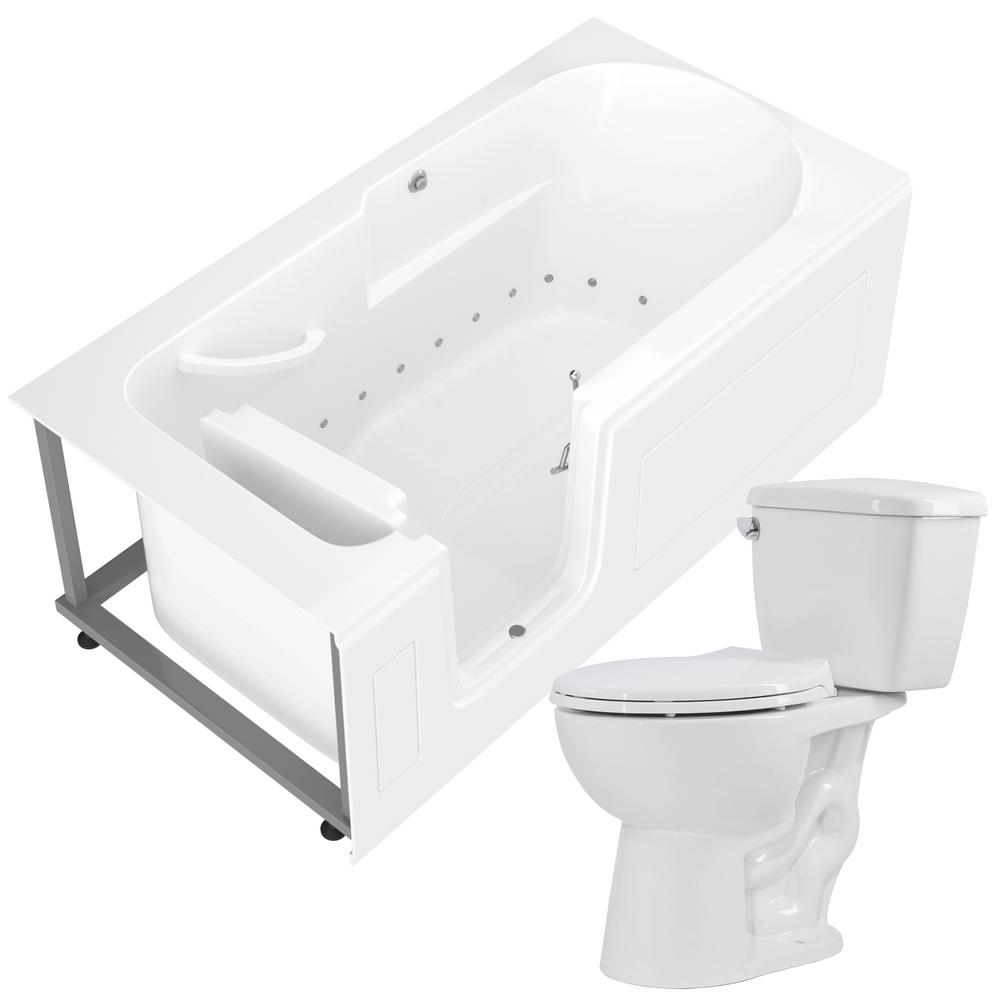 Universal Tubs 60 in. Walk-In Air Bath Tub in White with 1.28 GPF Single Flush Toilet was $2725.99 now $2044.49 (25.0% off)