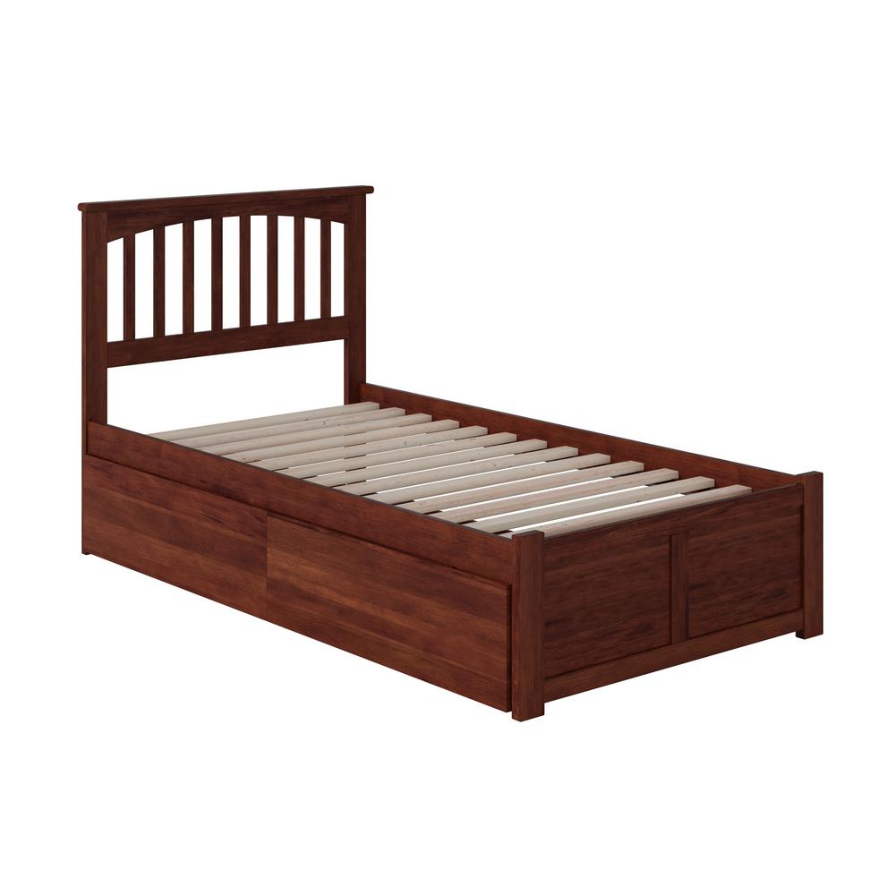 Atlantic Furniture Mission Walnut Twin Xl Platform Bed With Flat