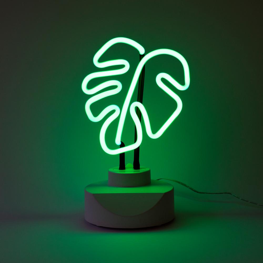 The Oliver Gal Artist Co Leaf Plug In Neon Table Top Oliver Gal Leaf Plug In Neon Table