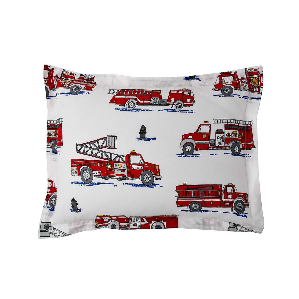 Company Kids By The Company Store Fire Truck Cotton Percale Multi