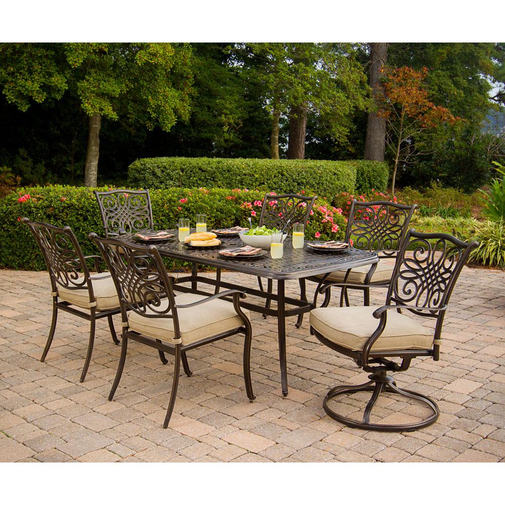 Hanover Traditions 7-Piece Patio Outdoor Dining Set with 4-Dining