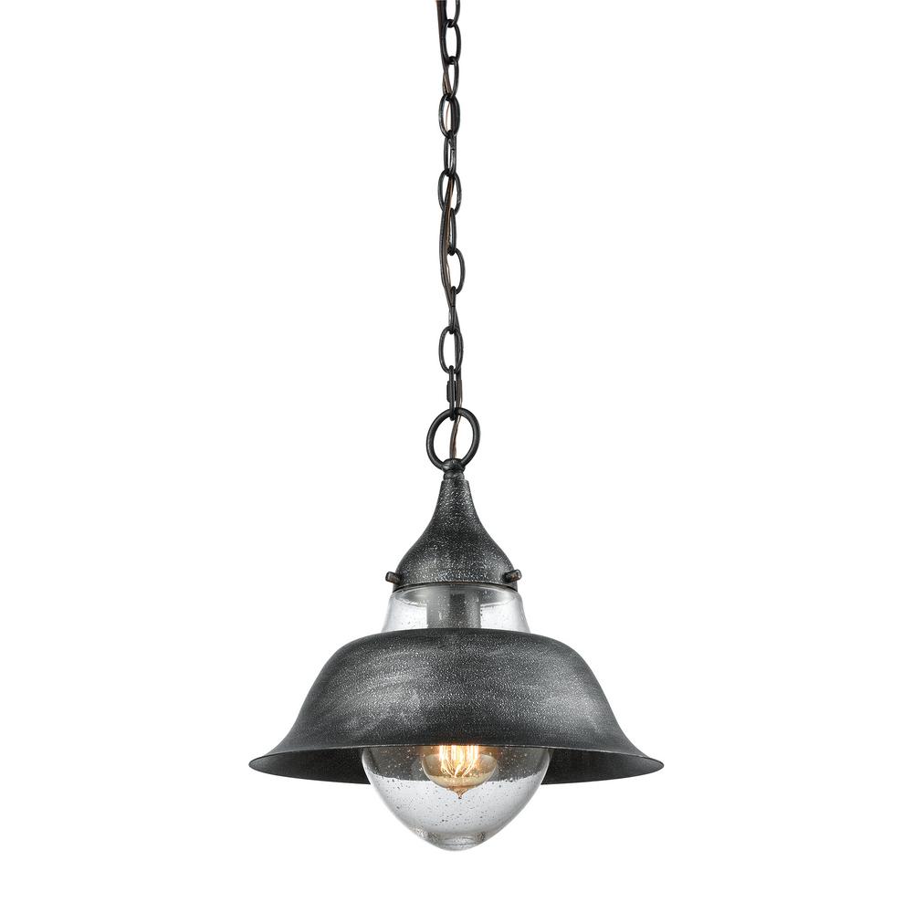 Titan Lighting Stratham 1 Light Silvered Graphite With Seedy Glass Titan Lighting Stratham 1 Light Silvered Graphite With Seedy Glass Pendant