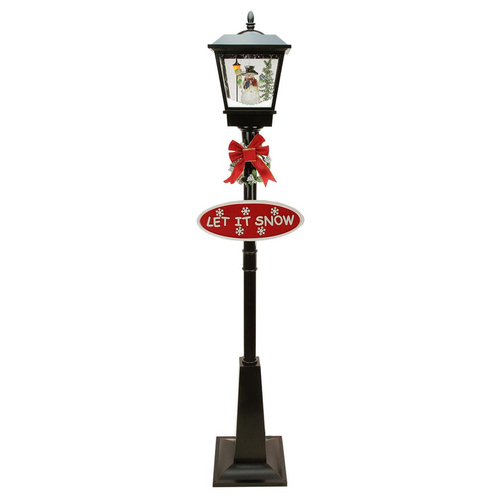 Northlight 70 75 In Christmas Black Lighted Musical Snowman Vertical Snowing Street Lamp