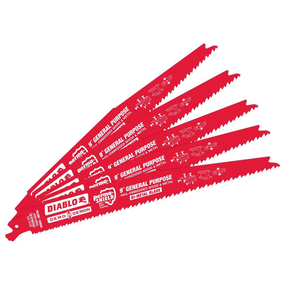 Diablo 9 in. 8/14 TPI Demo General Purpose Reciprocating Saw Blade with PackIn Carbide (5Pack