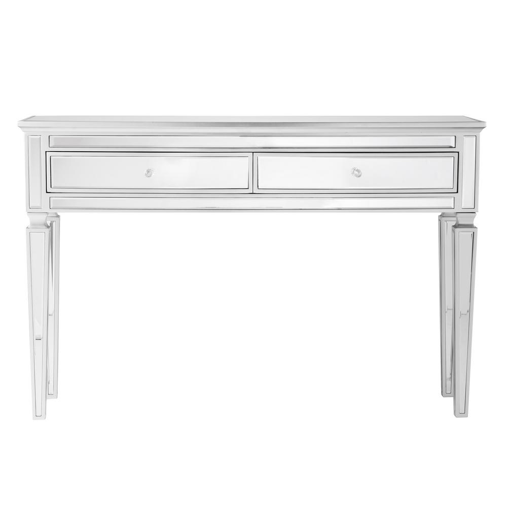 Southern Enterprises Chandler Silver Mirrored Console Table Silver Mirrored Console Table