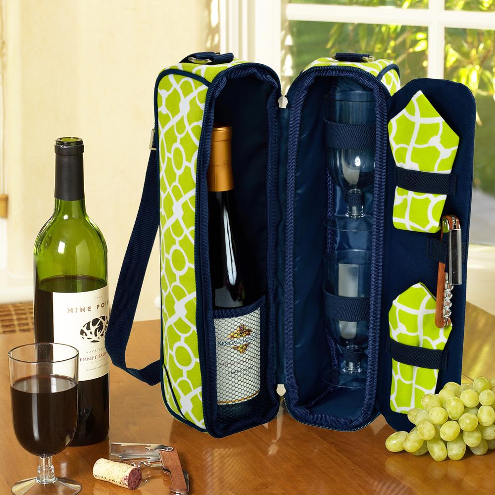 insulated wine tote with glasses