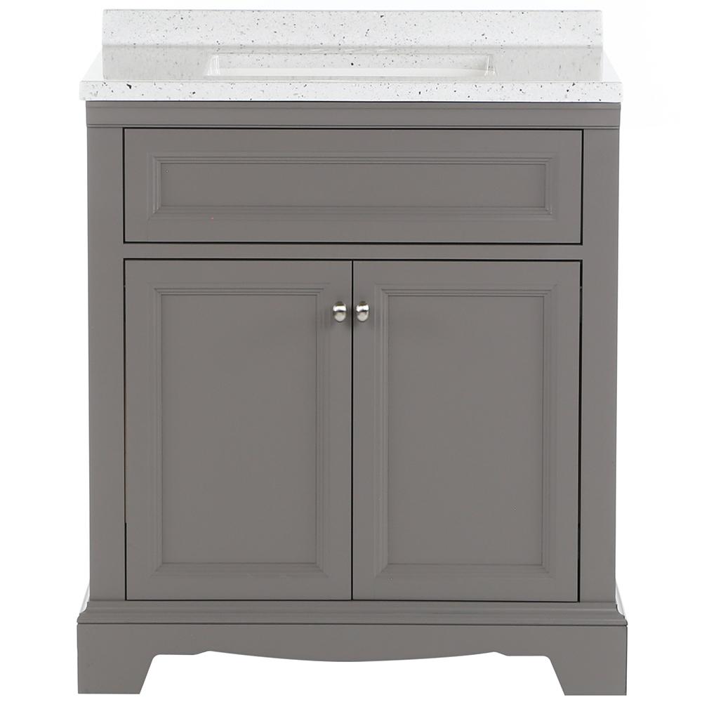 30 Inch Vanities Engineered Solid Surface Bathroom Windsor Park 31 In W Bathroom Vanity Taupe Gray With Solid Surface Top