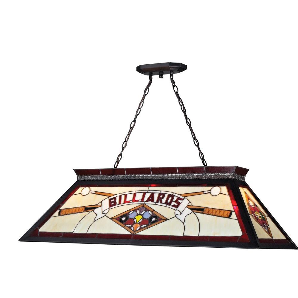 Springdale Lighting 4 Light Antique Bronze Billiard Pool Table Play 4 Light Red And Black Clic Billiard With Multi Colored Tiffany Gl Shade