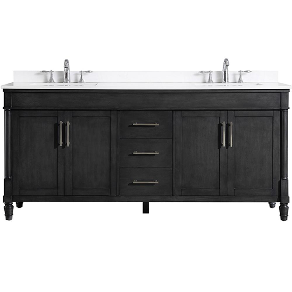 Ove Decors Layla 72 In W X 21 5 D Iron Grey With Marble D In Iron Grey With Marble Vanity Top White Basin