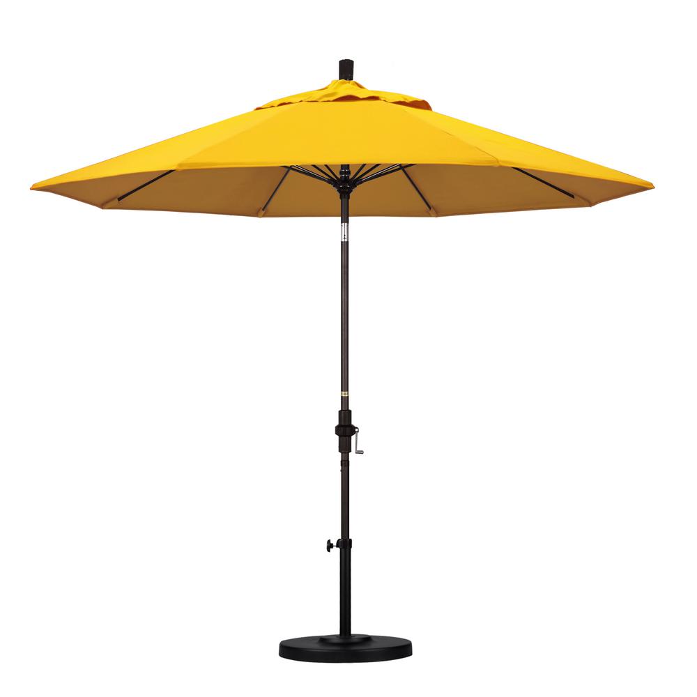 California Umbrella 9 Ft Outdoor Market Patio Umbrella Bronze Aluminum Pole Fiberglass Ribs Collar Tilt Crank Lift In Sunbrella Gscuf908117 5457 The Home Depot