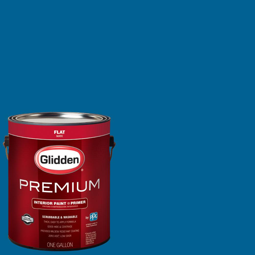 Glidden Premium 1 gal. NFL027A Detroit Lions Blue Flat Interior Paint