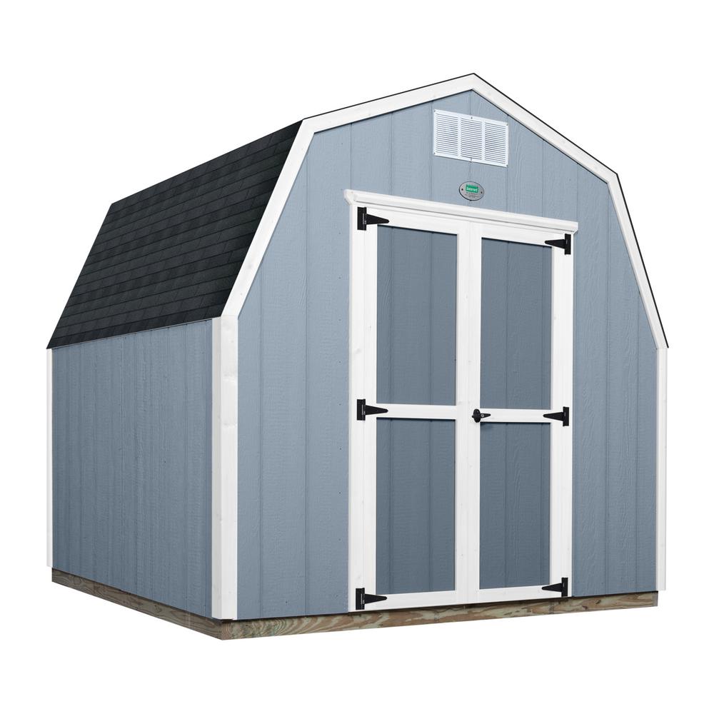 Backyard Discovery 8 ft. x 8 ft. Prefab Wooden Storage Shed with Floor ...