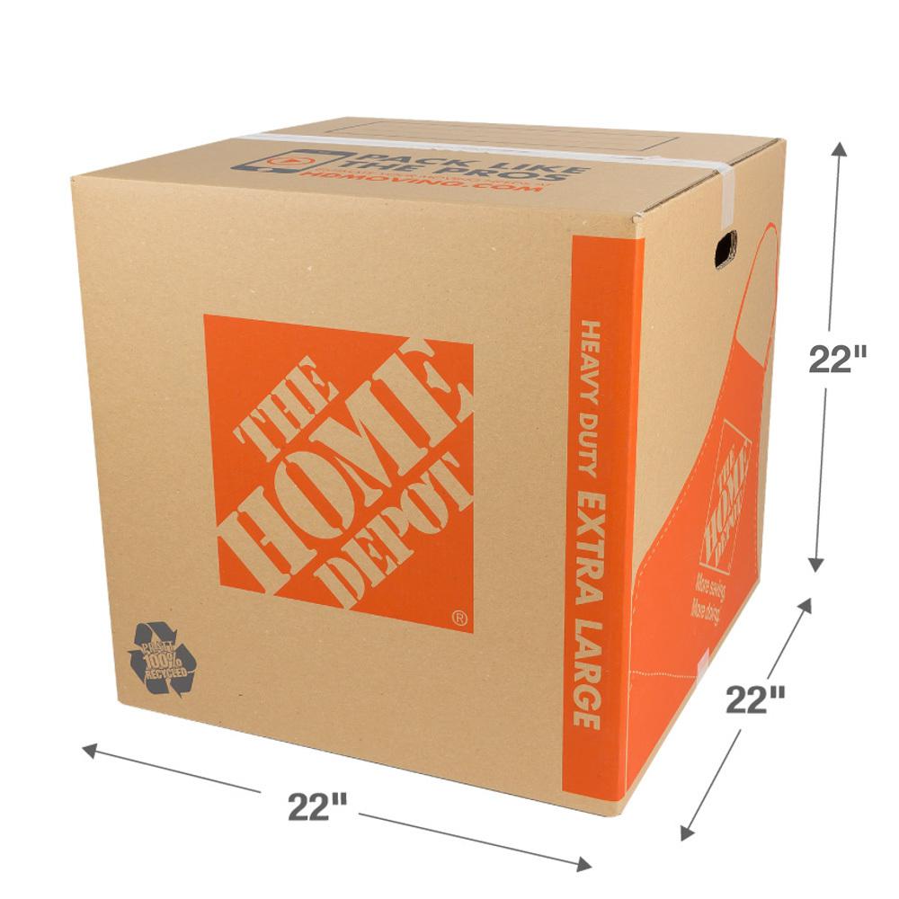 The Home Depot Heavy Duty Extra Large Moving Box With Handles 22 In L X 22 In W X 22 In D Hdxlbox The Home Depot