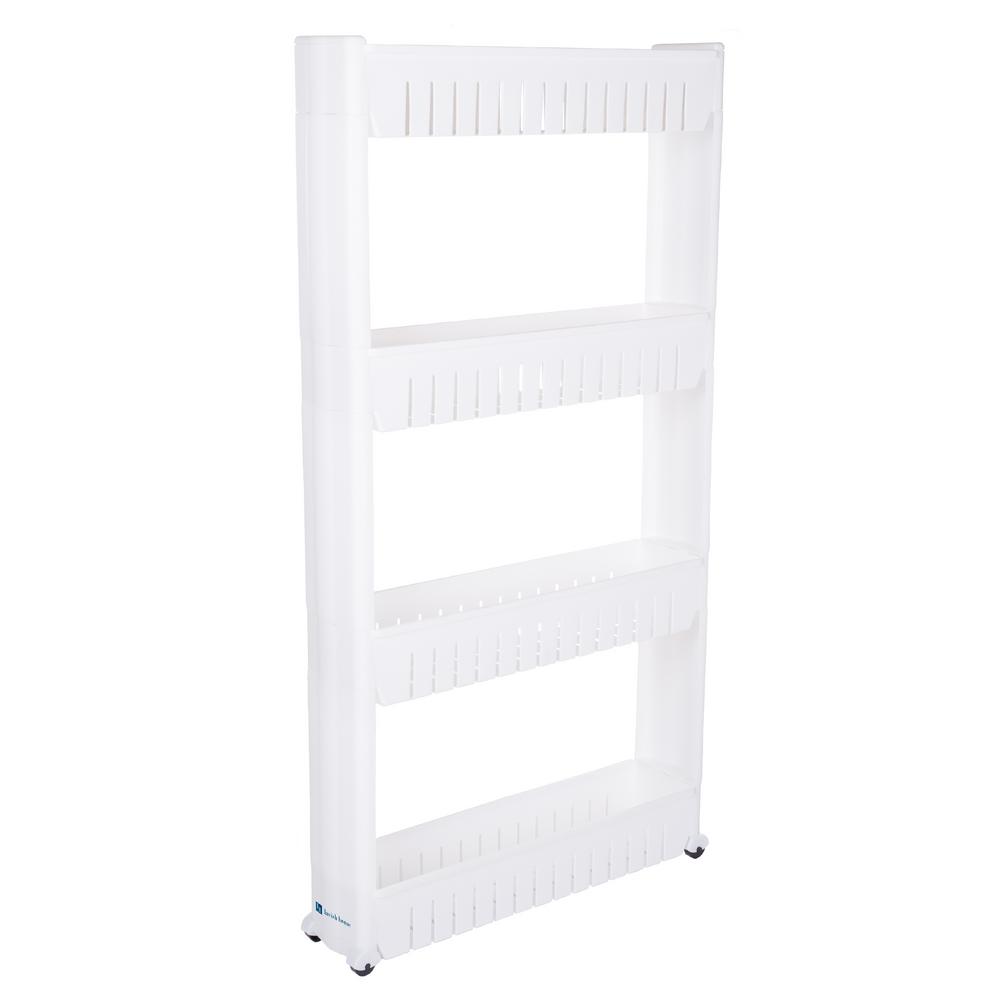 Lavish Home 3 Tier White Slim Slide Out Storage Tower With Wheels Lavish Home 3 Tier White Slim Slide Out