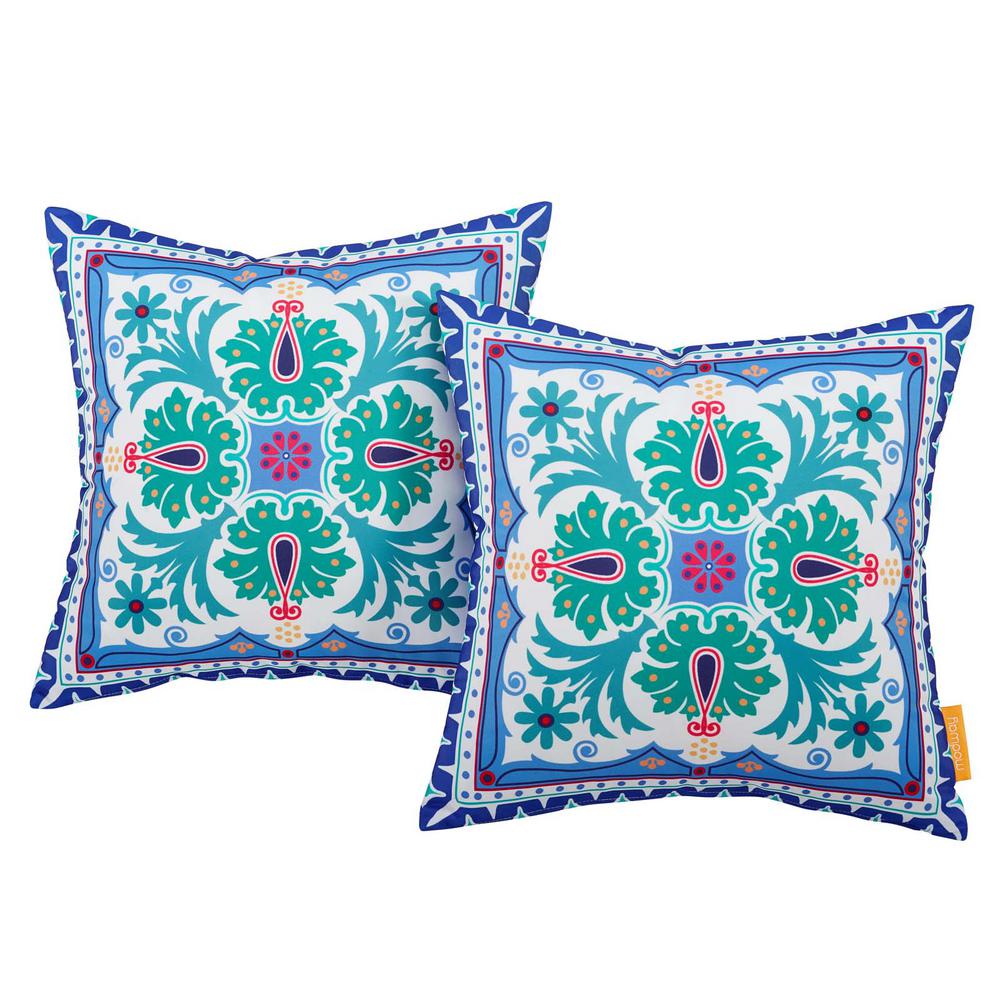 Modway Patio Square Outdoor Throw Pillow Set In Clover 2 Piece Eei 2401 Clo The Home Depot