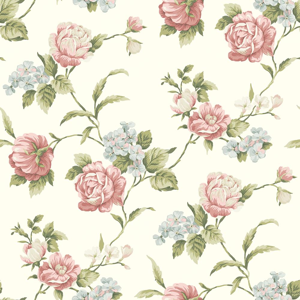 Chesapeake Gleason White Floral Rose Trail Wallpaper Cg97061 The