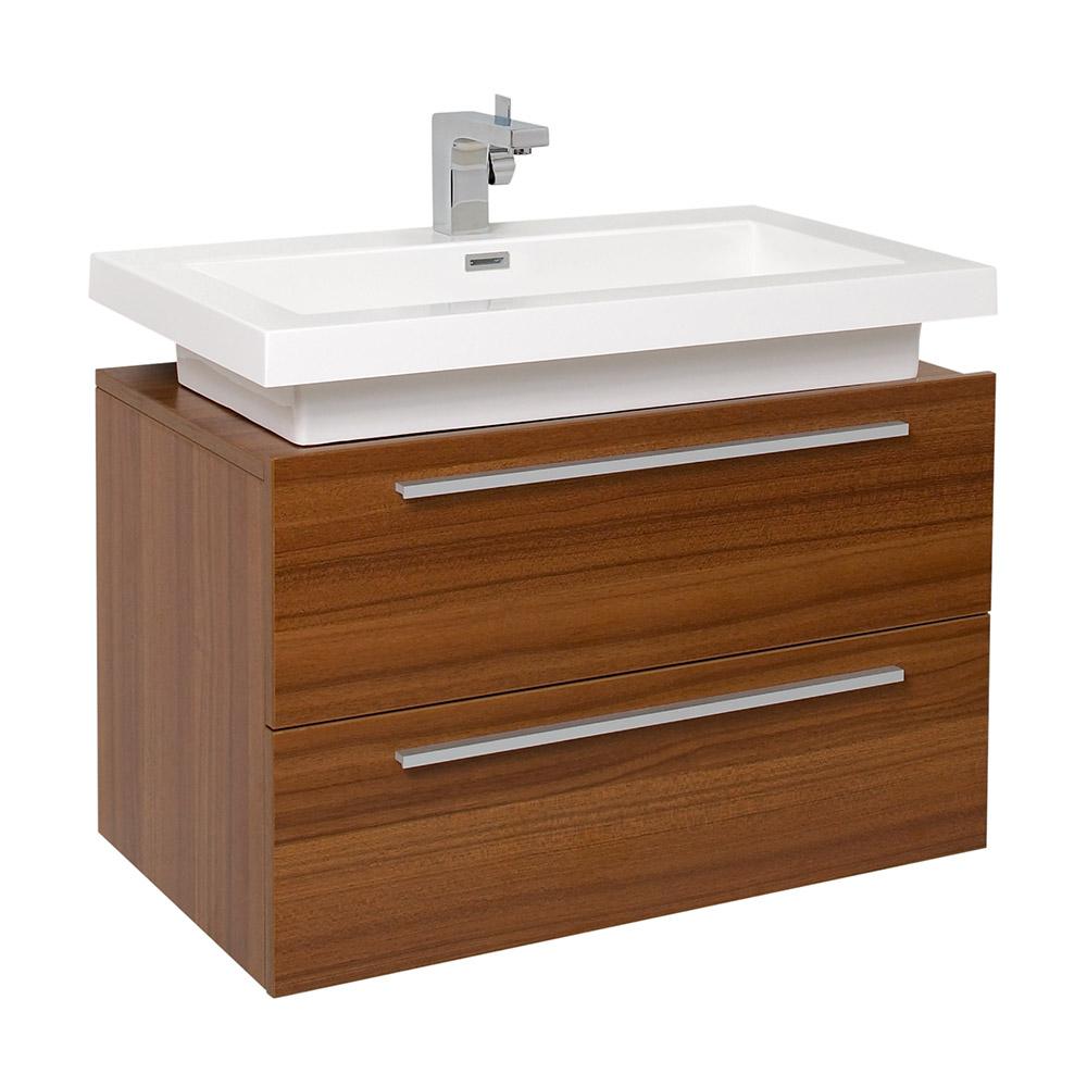 Fresca Medio 32 In Bath Vanity In Teak With Acrylic Vanity Top In White With White Basin Fcb8080tk I The Home Depot