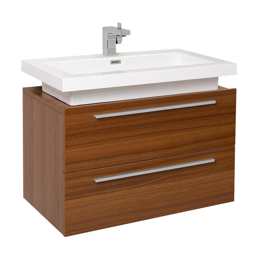 Fresca Medio 32 In Bath Vanity Teak With Acrylic Top White Basin