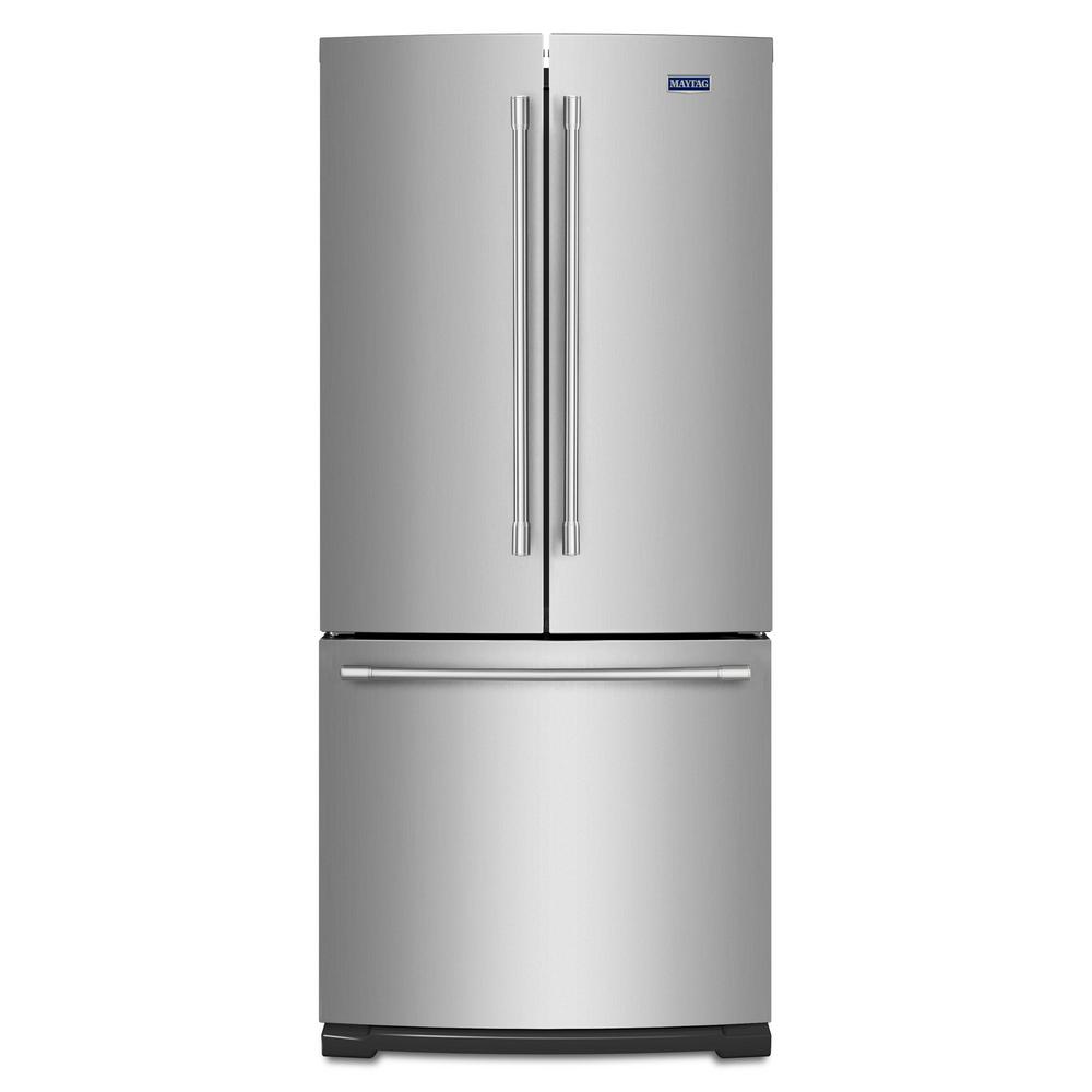Maytag 20 cu. ft. French Door Refrigerator in Fingerprint Resistant Stainless Steel-MFF2055FRZ ...