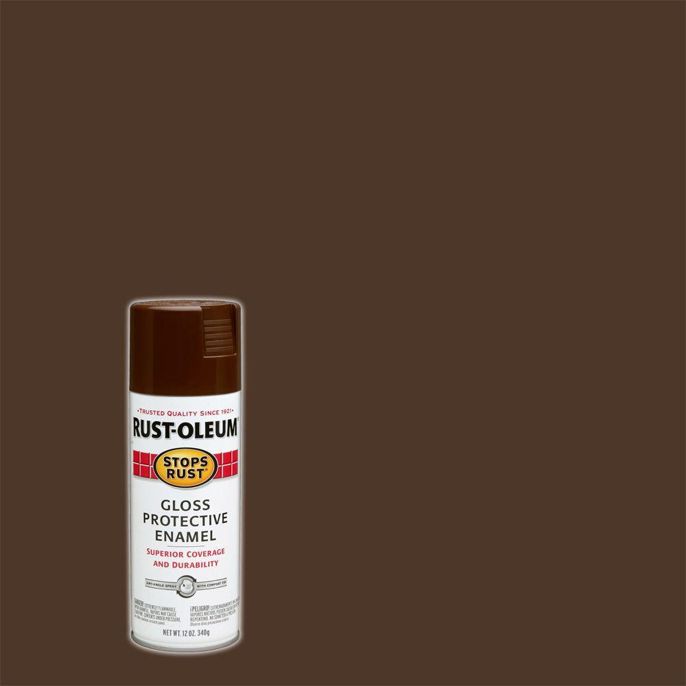 RustOleum Stops Rust 12 oz. Protective Enamel Gloss Leather Brown
