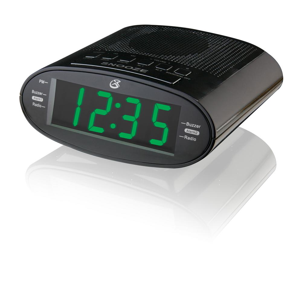 GPX 1.2 in. Black LED Dual Alarm Clock Radio with AM/FMC303B The Home Depot