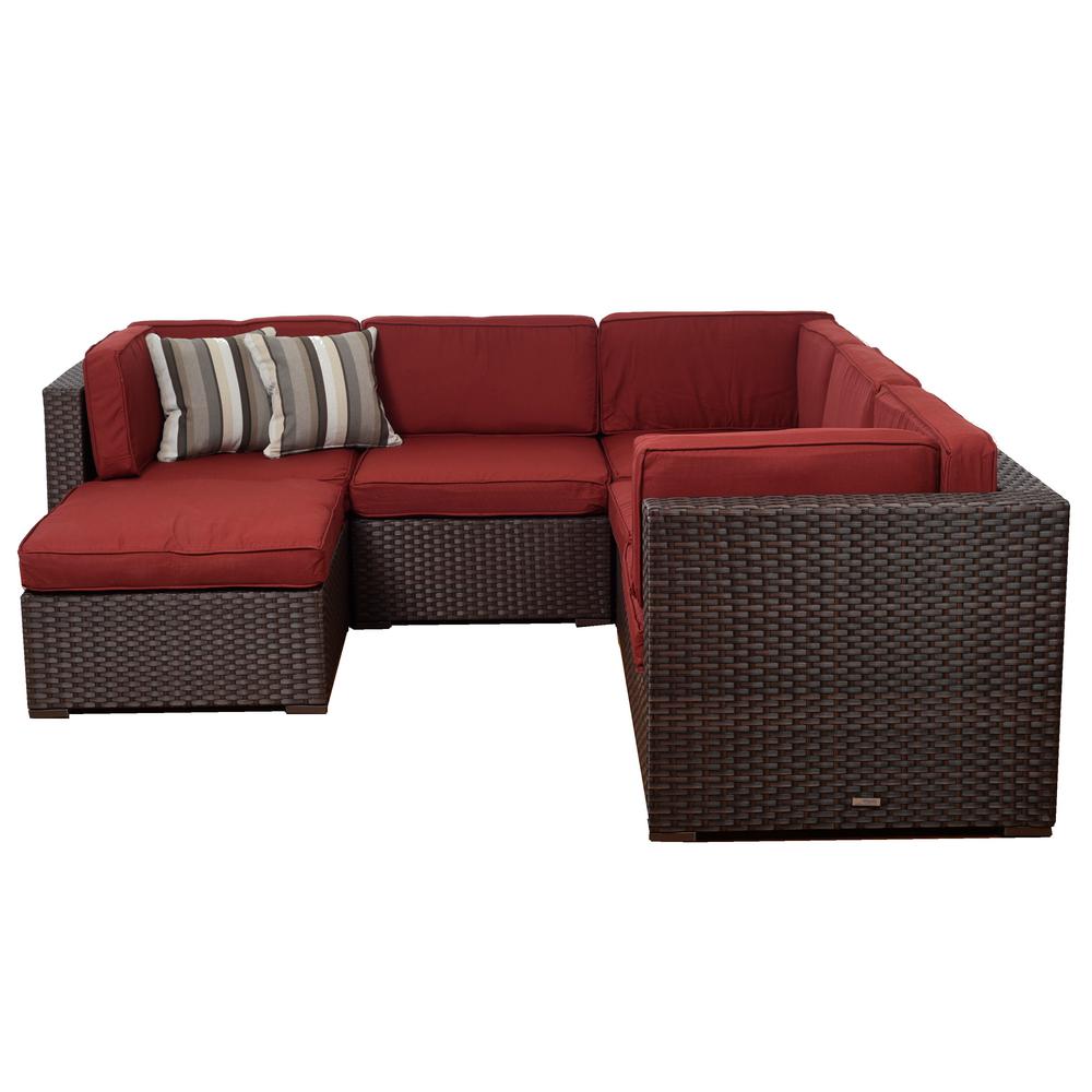 Atlantic Bellagio Brown 6 Piece Wicker Outdoor Sectional Set With