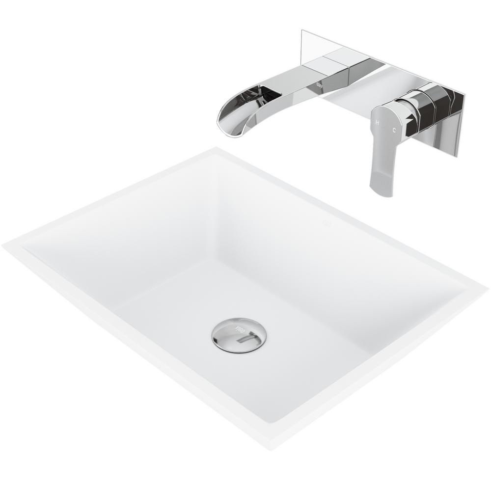 VIGO Amaryllis Matte Stone Vessel Bathroom Sink Set with Atticus Wall Mount Faucet in Matte