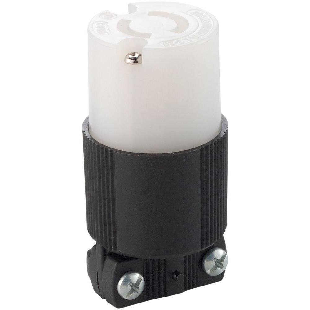 Eaton 20 Amp 250Volt L220 Safety Grip Connector, Black and White