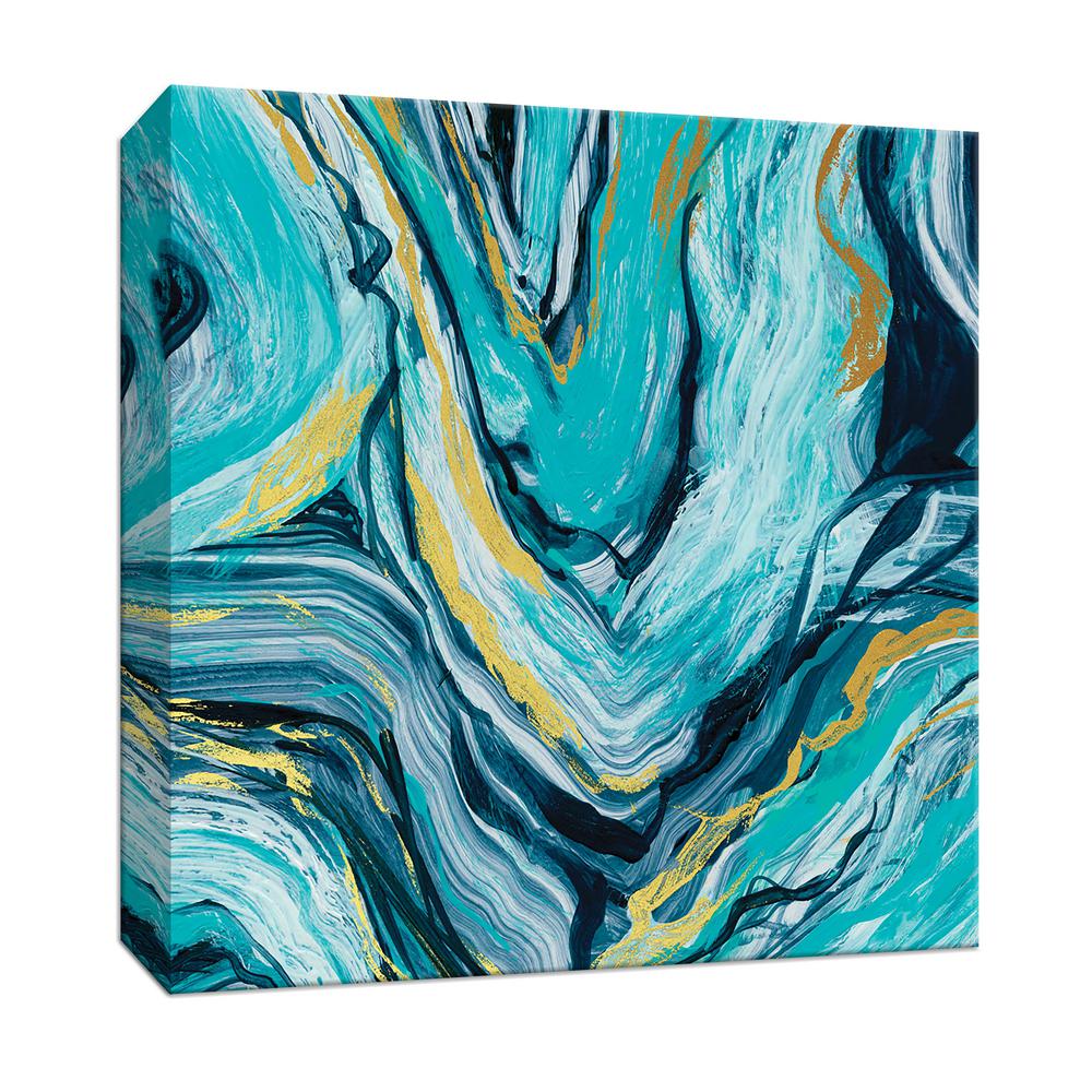 15 In X Teal Agate Gold Accent I Canvas Wall Art