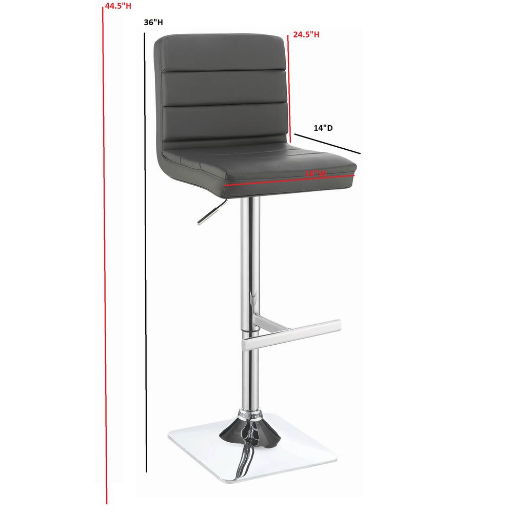 Contemporary Adjustable Grey Upholstered Bar Stool by Coaster 120696 Set of 2