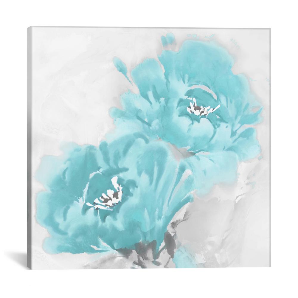 Icanvas Flower Bloom In Aqua I By Jesse Stevens Canvas Wall Art Jes7 1pc3 18x18 The Home Depot