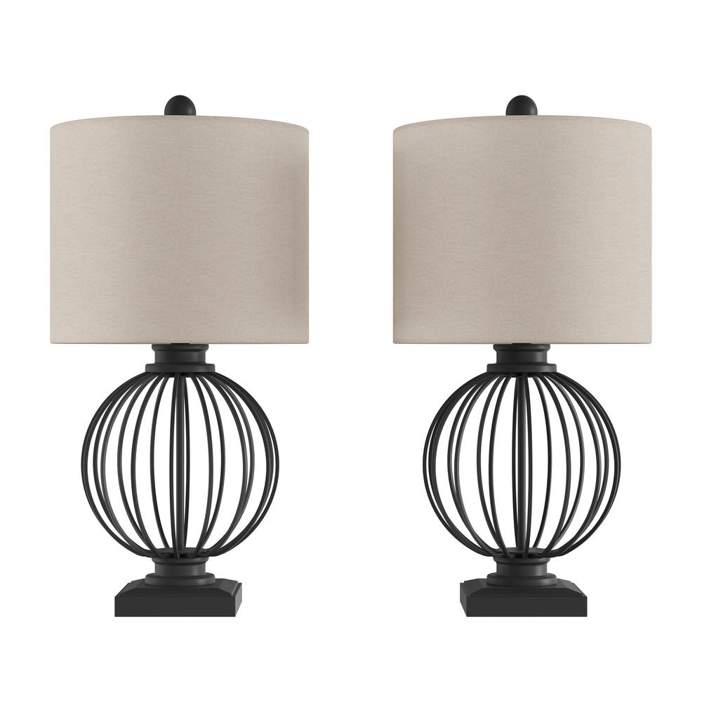 Lavish Home 26 In Matte Black Wrought, Home Depot Table Lamps For Bedroom