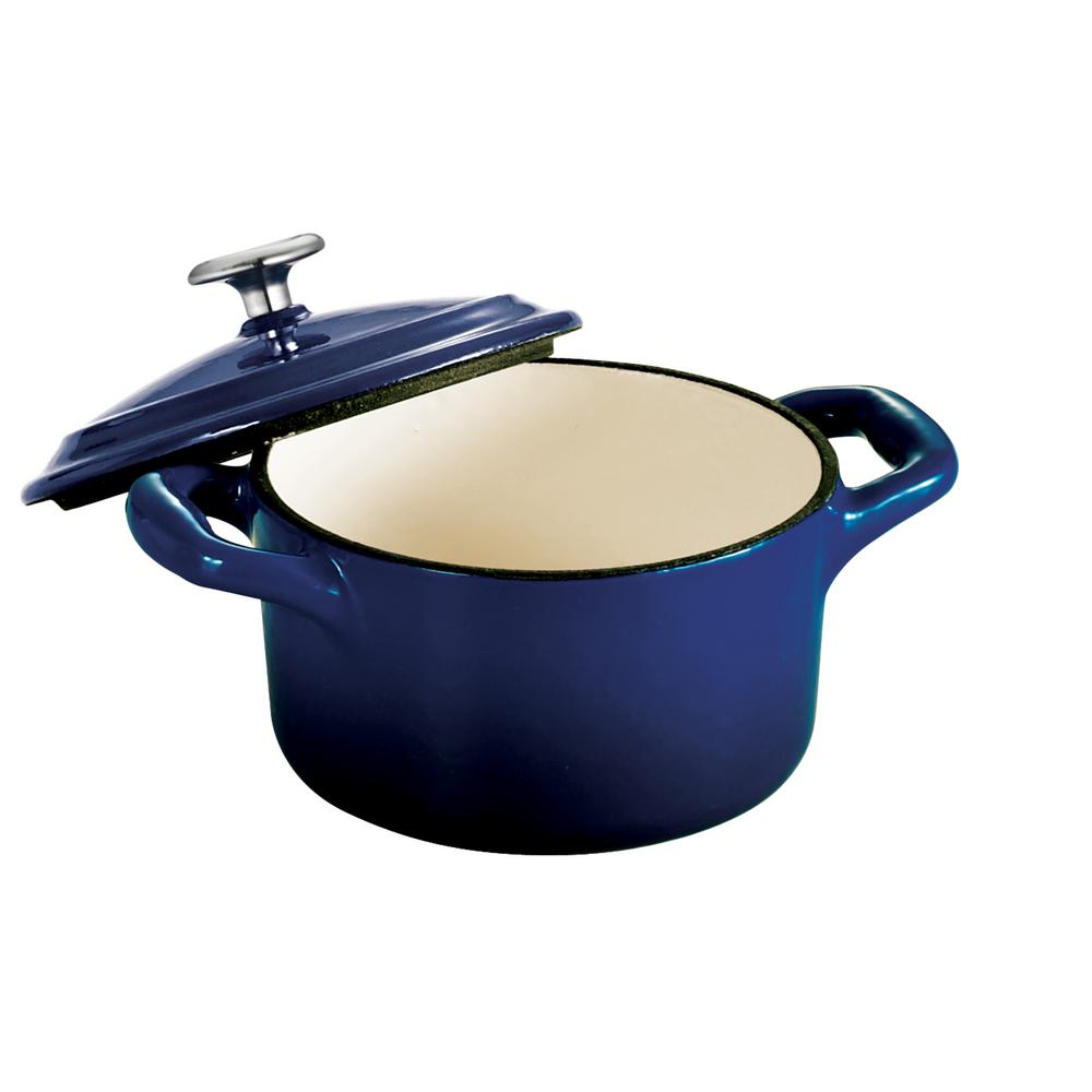 Tramontina Gourmet Enameled Cast Iron 10.5 oz. Covered Mini Cocotte - Gradated Cobalt